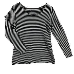 DE Collection WMNS Long Sleeve Tee XL Black/White Striped Stretch 95% Cotton